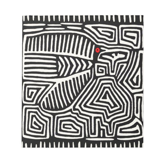 Bloc-note Panama Kuna Indian Mola Pajaro - noir blanc (Devant)