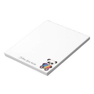 Bloc-note Panda Aquarelle Cute Avec Coeur Arc En Ciel