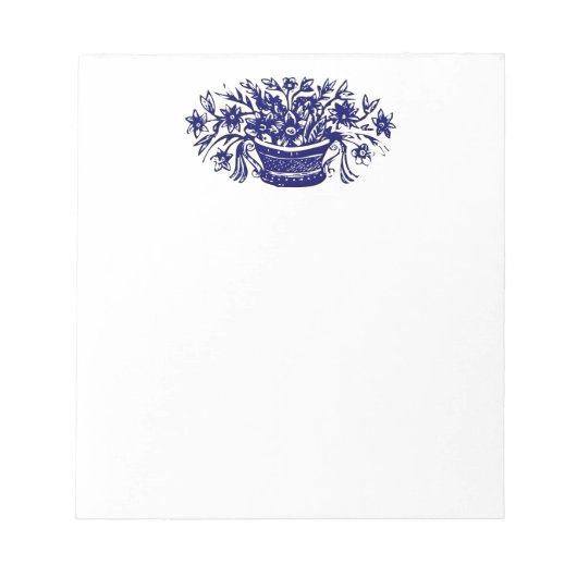 Bloc-note Panier à fleurs bleu blanc (Devant)