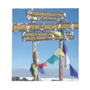 Bloc-note Panneau indicateur au sommet du Kilimanjaro kenya