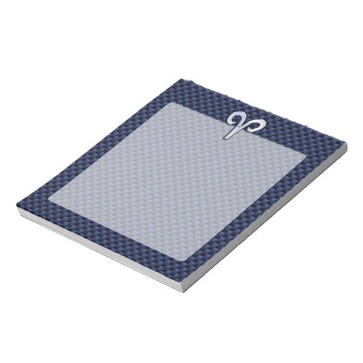 Bloc-note Panneau Zodiac Silver Aries Bleu Carbone Fibres Im (Tourné)