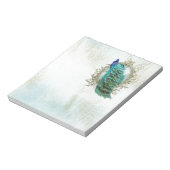 Bloc-note paon beau turquoise vintage shabby oiseau (Tourné)