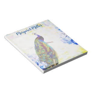 Bloc-note Paon et hortensia personnalisés