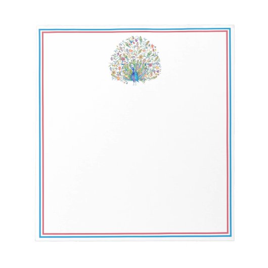 Bloc-note Paon floral aquarelle  (Devant)