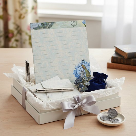 Bloc-note Paon royal et hortensia
