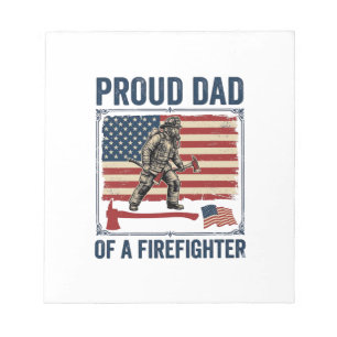 Bloc-note Papa fier d'un pompier drapeau vintage Vector_1
