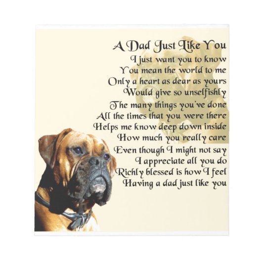 Bloc-note Papa Poem - Boxer Dog Design (Devant)
