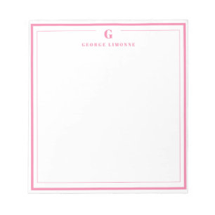 Bloc-note Papeterie à bordure rose avec monogramme personnal