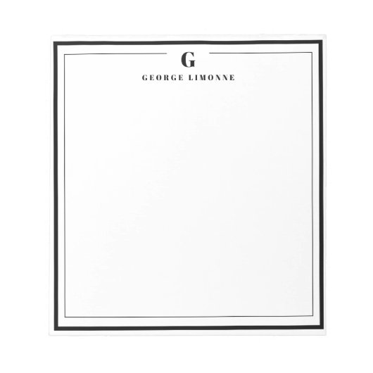 Bloc-note Papeterie à monogramme personnalisé avec bordure n (Devant)