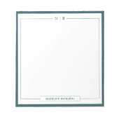 Bloc-note Papeterie de bordure vert fumée à monogramme class (Devant)