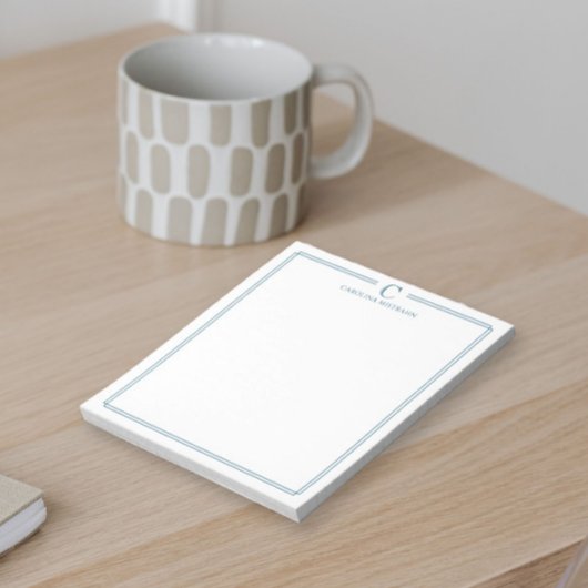 Bloc-note Papeterie de luxe à bordure bleu marine avec monog