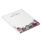Bloc-note Papeterie de note personnalisée florale Bourgogne (Incliné)