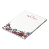 Bloc-note Papeterie de note personnalisée florale Bourgogne (Tourné)