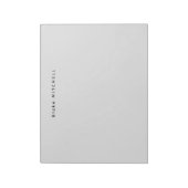 Bloc-note Papeterie grise simple monogramme moderne (Tourné)