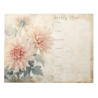 Bloc-note Papeterie hebdomadaire vintage Floral