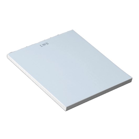 Bloc-note Papeterie moderne bleu clair avec initiales monogr (Incliné)