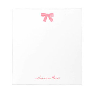 Bloc-note Papeterie personnalisée avec un nœud rose Chic Fém