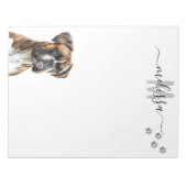 Bloc-note Papeterie personnalisée monogramme aquarelle Boxer (Devant)