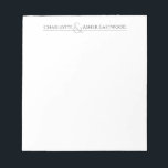 Bloc-note Papeterie personnalisée pour couples<br><div class="desc">Un minimaliste moderne personnalisé pavé de papier à lettres de nom pour couple. Convient aux jeunes mariés ou à un couple marié établi carnet de papeterie. Ceci est facile à modifier simplement : personnalisez vos noms d'abord, puis utilisez l'outil de conception pour sélectionner l'"ampersand", maintenez la touche Maj enfoncée, et...</div>