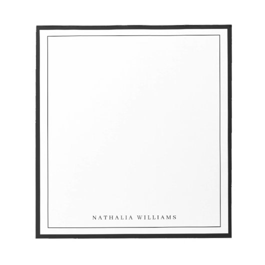 Bloc-note Papeterie simple à bordure noire personnalisable (Devant)