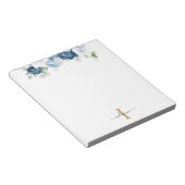 Bloc-note Papier à en-tête à monogramme floral bleu poussiér (Incliné)
