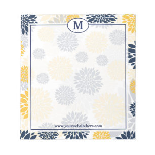 Bloc-note Papier à lettres à motif floral bleu marine et or
