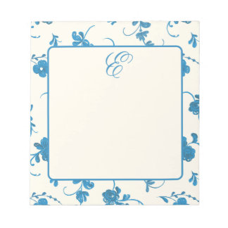 Bloc-note Papier à Lettres Bleu Ivoire Élégant Monogramme