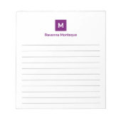 Bloc-note Papier à lettres chic tendance monogrammé violet p (Devant)