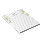Bloc-note Papier à lettres classique monogramme floral blanc (Incliné)