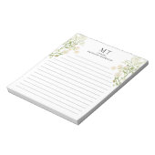 Bloc-note Papier à lettres classique monogramme floral blanc (Tourné)