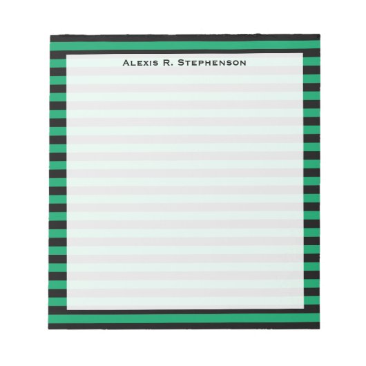 Bloc-note Papier à lettres Monogram Shamrock vert et rayure (Devant)