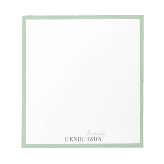 Bloc-note Papier à lettres personnalisé minimaliste vert (Devant)