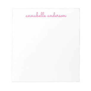Bloc-note Papier à lettres personnalisées rose mignon