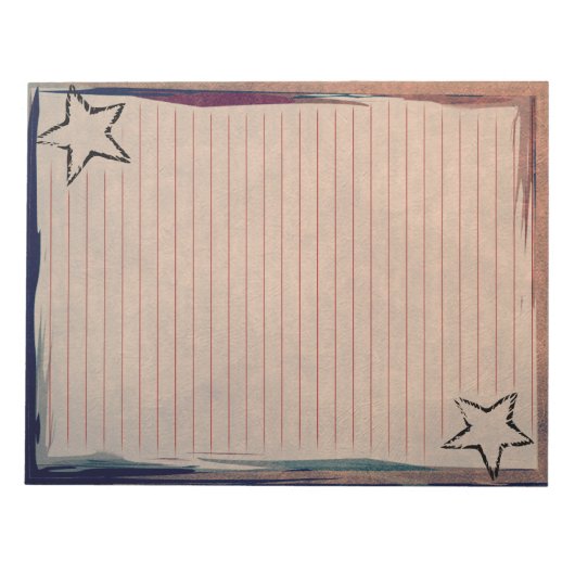 Bloc-note Papier à liner rouge Étoiles rustiques Bordure chi (Devant)