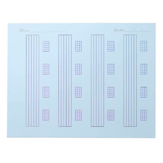 Bloc-note Papier à tablature pour guitare – Modèle de tablat (Devant)