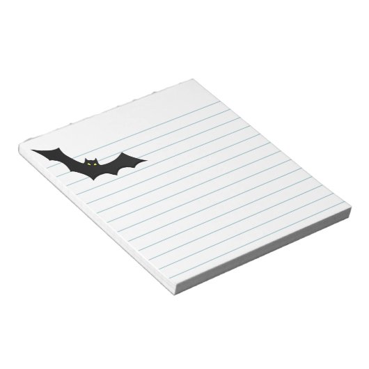 Bloc-note Papier blanc noir Silhouette de chauve-souris Hall (Incliné)