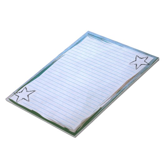 Bloc-note Papier Bleu Linté Étoiles Rustiques Chic Bordure G (Incliné)
