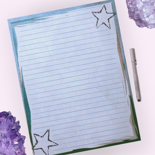 Bloc-note Papier Bleu Linté Étoiles Rustiques Chic Bordure G