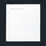 Bloc-note Papier Classeur décontracté Laché à faire Liste  <br><div class="desc">Cette conception amusante personnalisée de bloc-notes comprend un arrière - plan papier classeur avec du texte de machine à écrire noir rustique. Idéal comme une liste personnalisée à faire, mais peut être modifié pour juste avoir une phrase aussi bien. Ce bloc-notes fait aussi un merveilleux cadeau pour les enfants, les...</div>