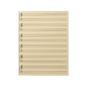 Bloc-note Papier crème de feuille de musique de couleur