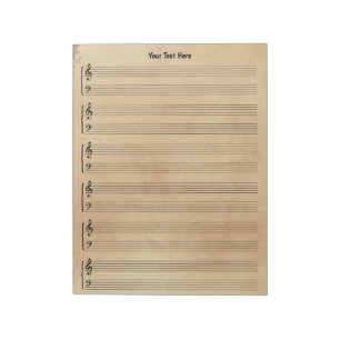 Bloc-note Papier de musique personnalisé antique vintage