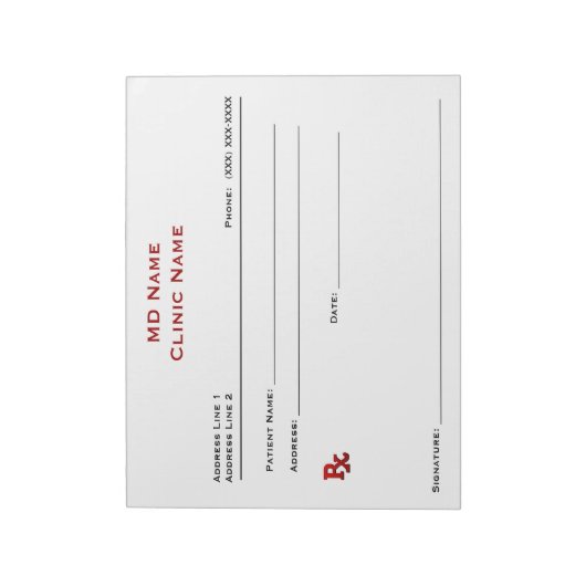 Bloc-note Papier d'ordonnance manuel (grand - blanc) (Tourné)