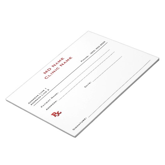 Bloc-note Papier d'ordonnance manuel (grand - blanc) (Incliné)