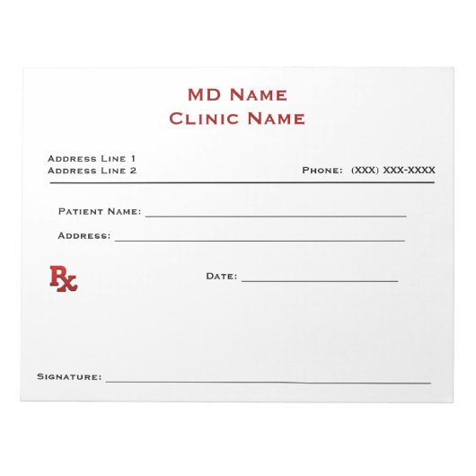 Bloc-note Papier d'ordonnance manuel (grand - blanc) (Devant)