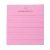 Bloc-note Papier élégant féminin à monogramme ligné (Devant)