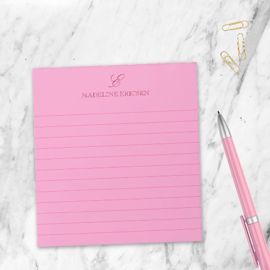 Bloc-note Papier élégant féminin à monogramme ligné