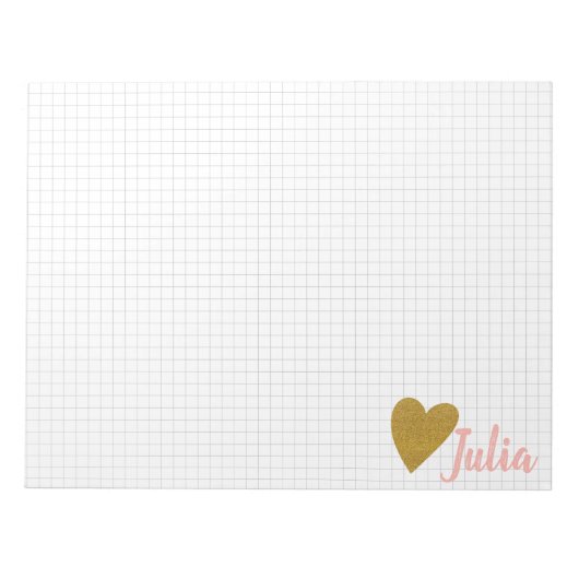 Bloc-note Papier Grille Personnalisée Gold Heart (Devant)