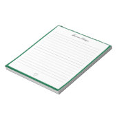 Bloc-note Papier ligné à bordure vert bouteille et cœur pers (Tourné)