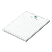 Bloc-note Papier ligné avec bordure en ruban vert bouteille  (Tourné)