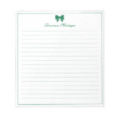 Bloc-note Papier ligné avec bordure en ruban vert bouteille  (Devant)